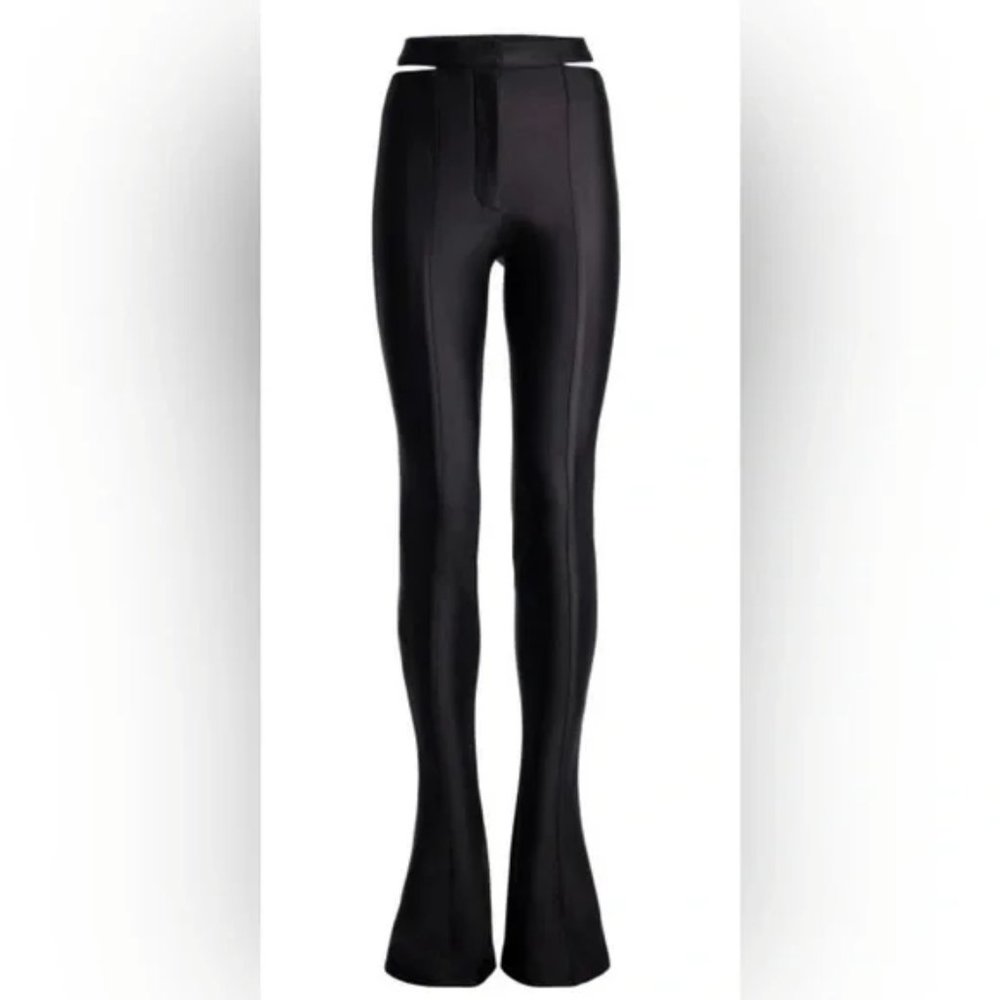 Mugler Black Boot Cut Flare Pants with High-Rise Waist